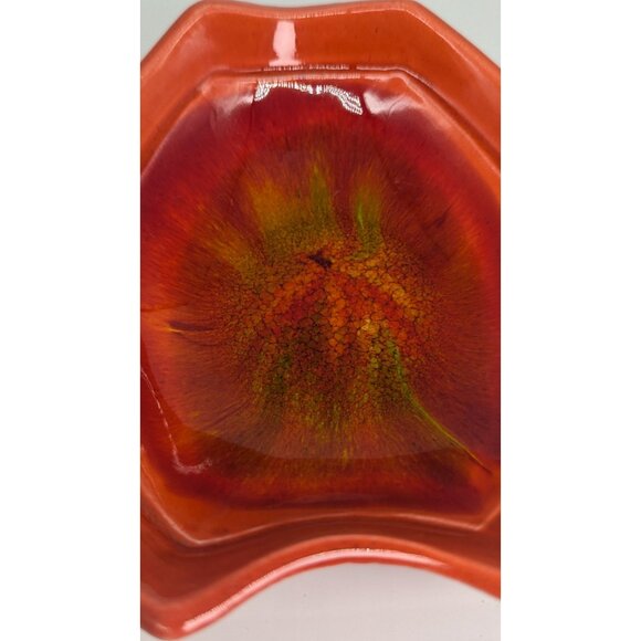 Vintage Ceramic Red 0range Glaze Dish California USA Pottery - Picture 13 of 16